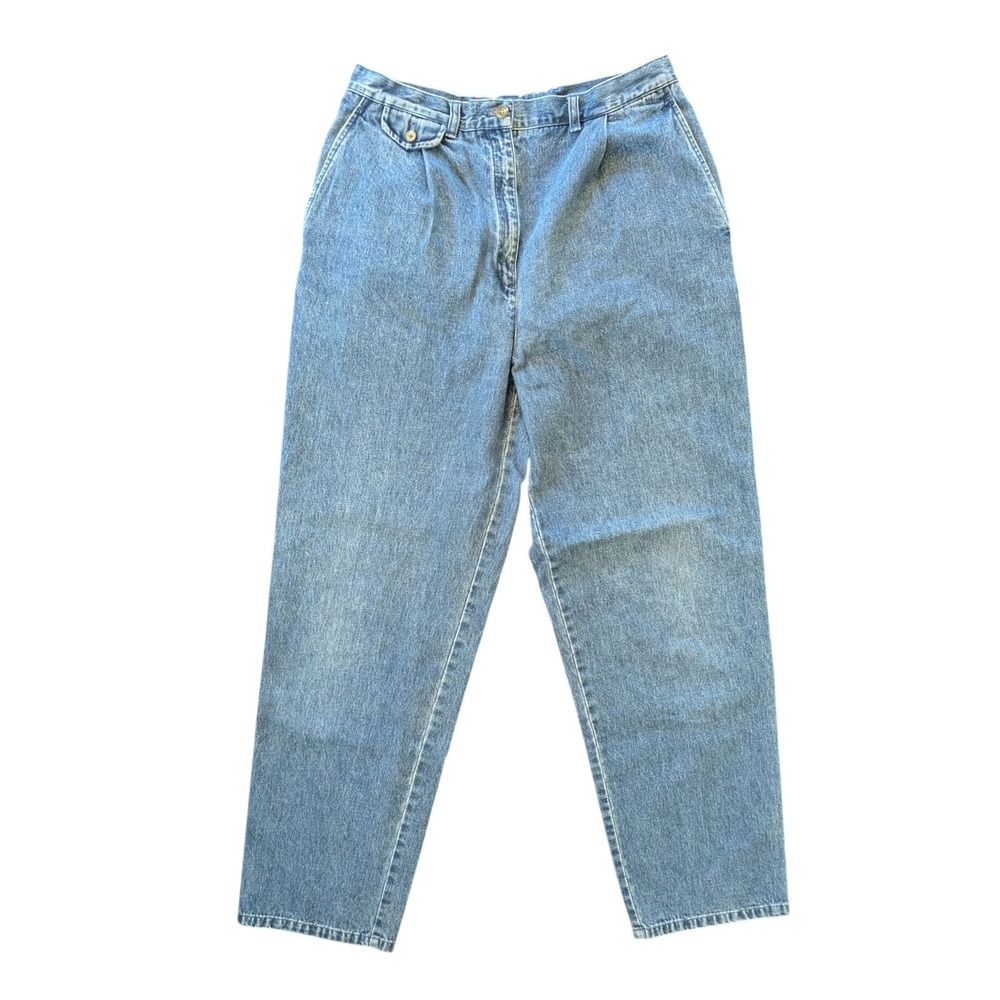 Vintage 90's Lauren Ralph Lauren Pleated Tapered Jeans Blue High Rise Womens 12